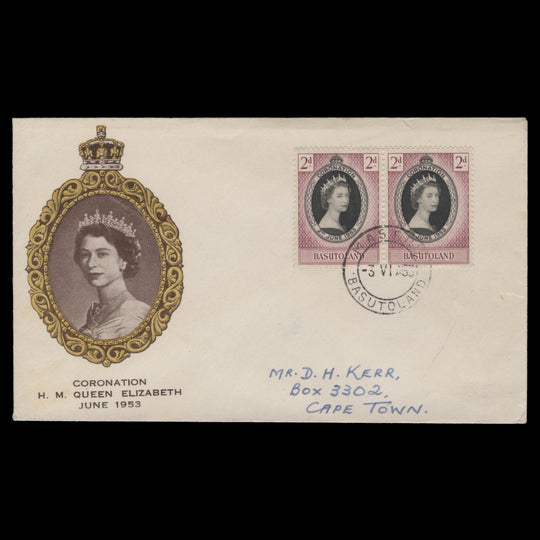 Basutoland 1953 (FDC) 2d Coronation pair, MASERU