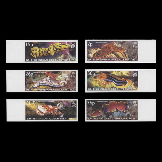 BIOT 2003 Sea Slugs imperf proof singles