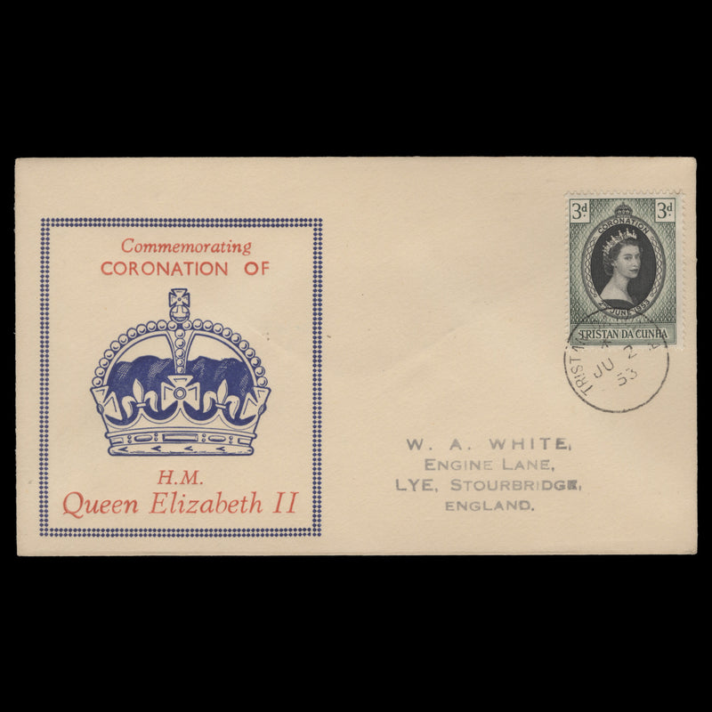 Tristan da Cunha 1953 (FDC) 3d Coronation