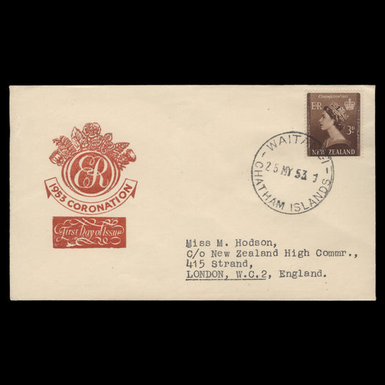 New Zealand 1953 (FDC) 3d Coronation, WAITANGI