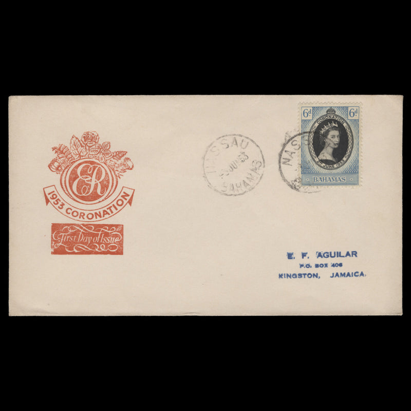 Bahamas 1953 (FDC) 6d Coronation, NASSAU