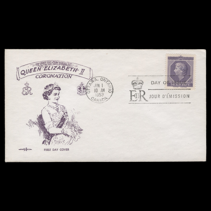 Canada 1953 (FDC) 4c Coronation, OTTAWA