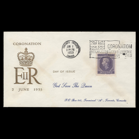 Canada 1953 (FDC) 4c Coronation, TORONTO