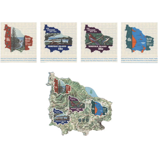 Norfolk Island 1974 (MNH) UPU Centenary set and miniature sheet
