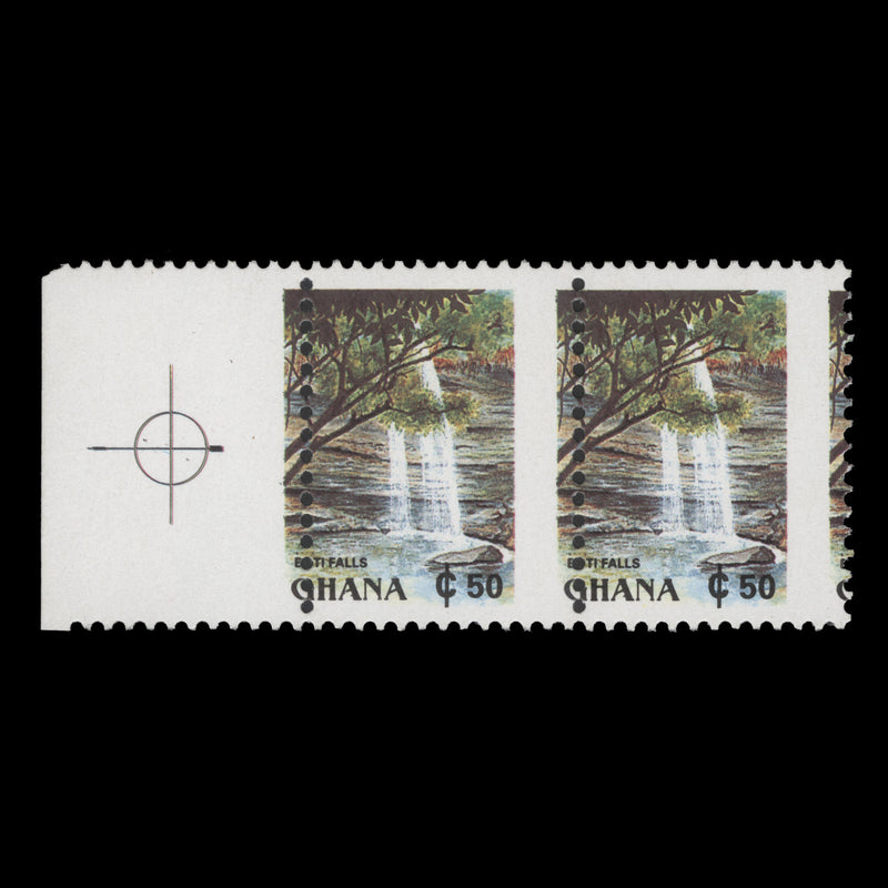 Ghana 1991 (Variety) C50 Boti Falls pair with perf shift