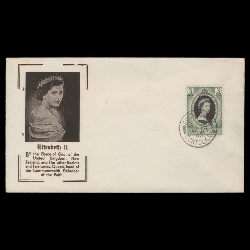 Leeward Islands 1953 (Used) 3c Coronation, ROAD TOWN