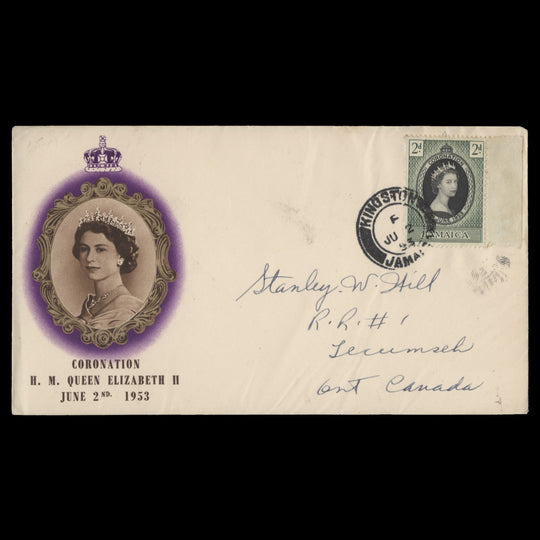 Jamaica 1953 (FDC) 2d Coronation, KINGSTON