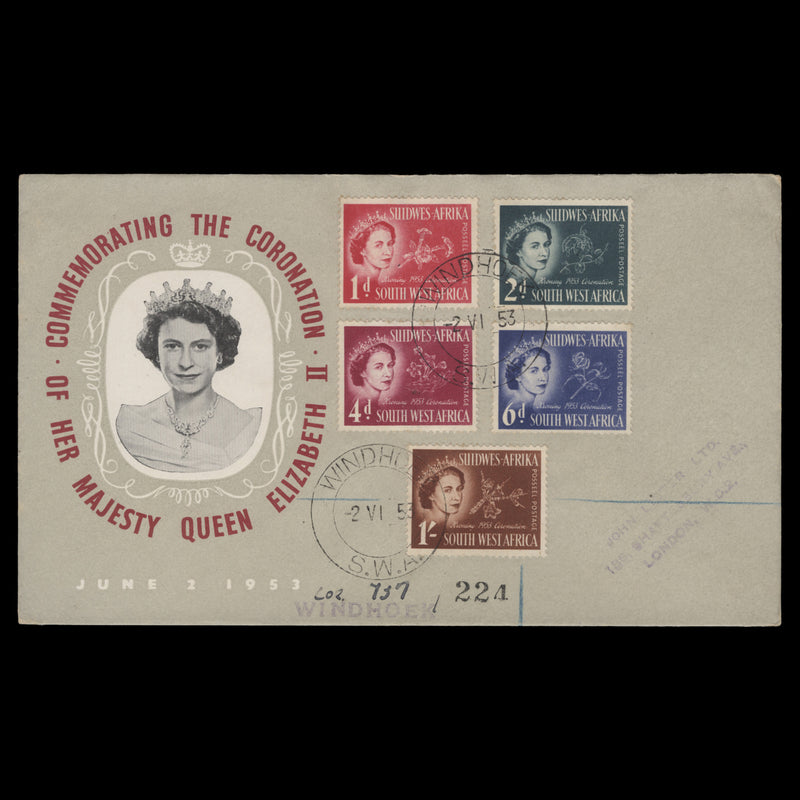 South West Africa 1953 (FDC) Coronation, WINDHOEK