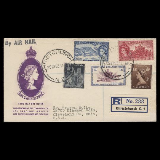 New Zealand 1953 Coronation first day cover, CHRISTCHURCH