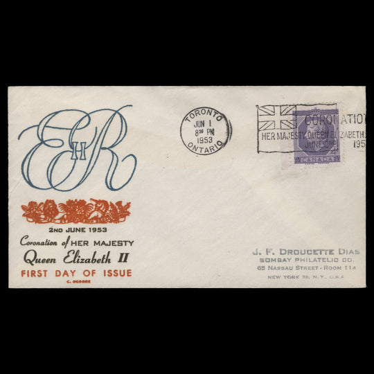Canada 1953 (FDC) 4c Coronation, TORONTO