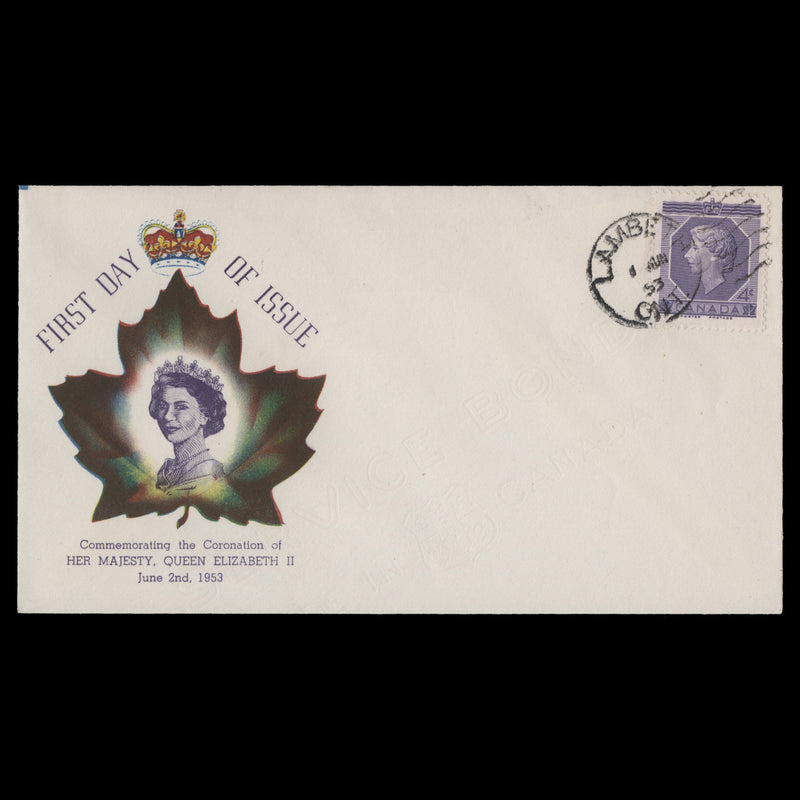 Canada 1953 (FDC) 4c Coronation, LAMBETH