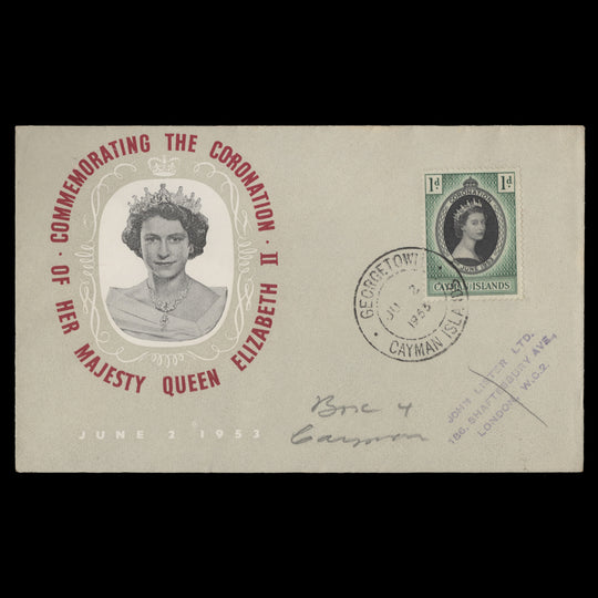 Cayman Islands 1953 (FDC) 1d Coronation, GEORGETOWN