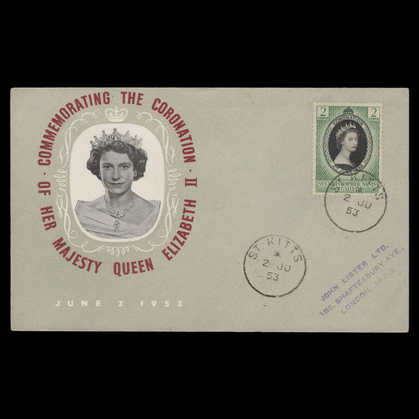 St Christopher Nevis Anguilla 1953 (FDC) 2c Coronation, ST KITTS