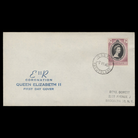 Basutoland 1953 (FDC) 2d Coronation, MASERU