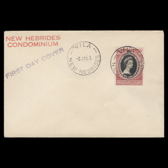 New Hebrides 1953 (FDC) 10c Coronation, VILA