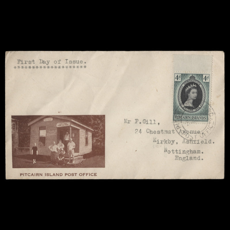 Pitcairn Islands 1953 (FDC) 4d Coronation