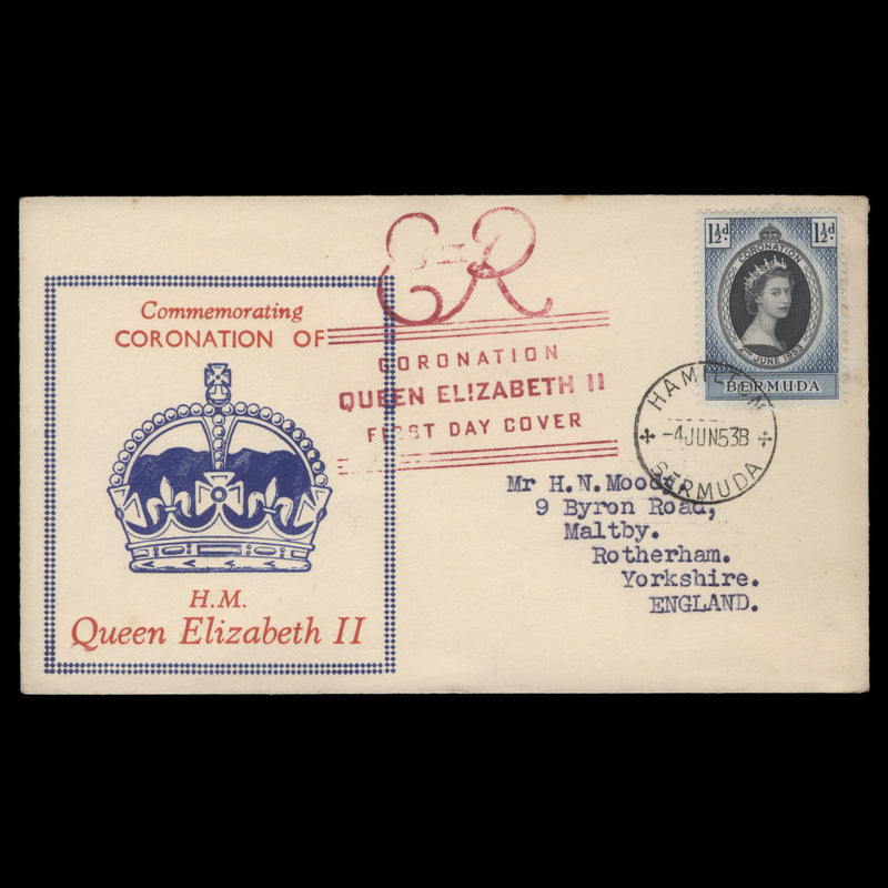 Bermuda 1953 (FDC) 1½d Coronation, HAMILTON