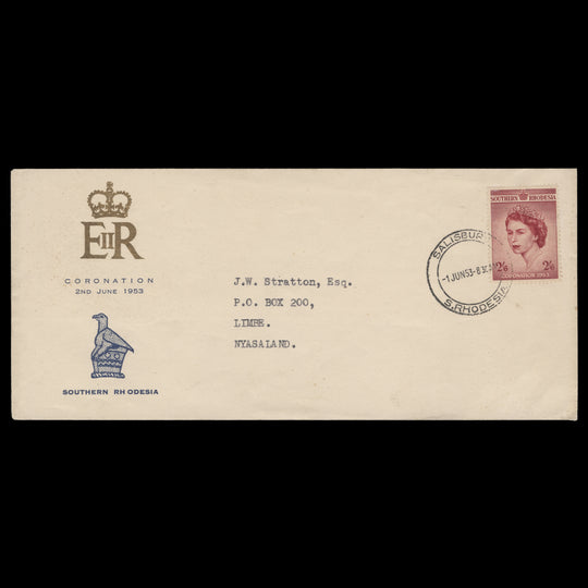 Southern Rhodesia 1953 (FDC) 2s6d Coronation, SALISBURY