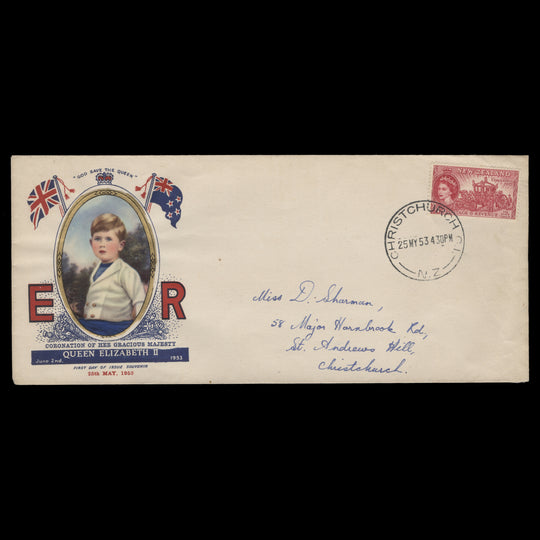 New Zealand 1953 (FDC) 4d Coronation, CHRISTCHURCH