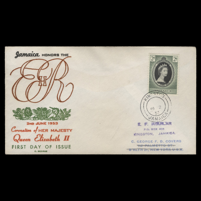 Jamaica 1953 (FDC) 2d Coronation, KINGSTON