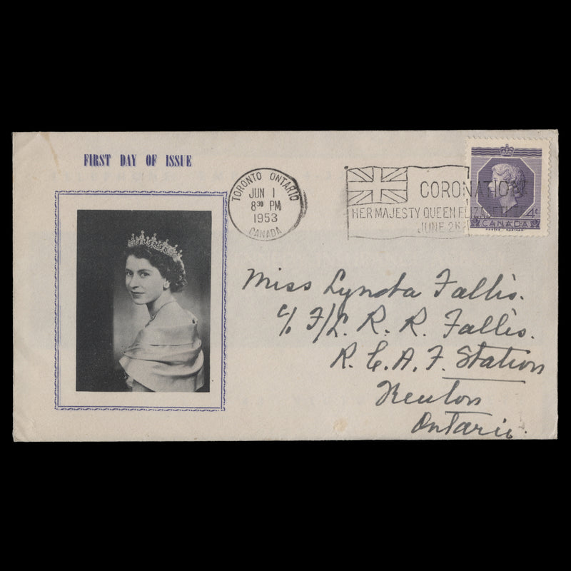 Canada 1953 (FDC) 4c Coronation, TORONTO