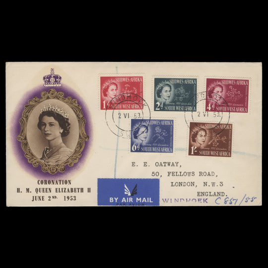 South West Africa 1953 (FDC) Coronation, WINDHOEK
