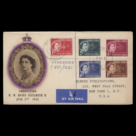 South West Africa 1953 (FDC) Coronation, WINDHOEK
