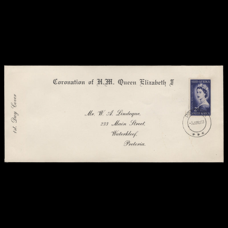 South Africa 1953 (FDC) 2d Coronation, PRETORIA