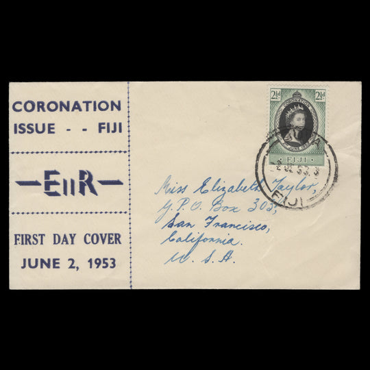 Fiji 1953 (FDC) 2½d Coronation, SUVA