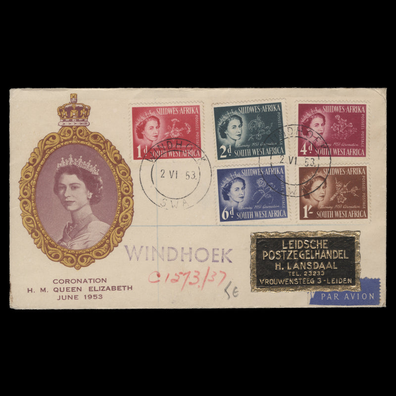 South West Africa 1953 (FDC) Coronation, WINDHOEK