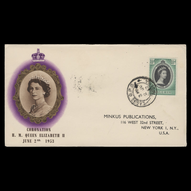 Nigeria 1953 (FDC) 1½d Coronation, LAGOS GPO