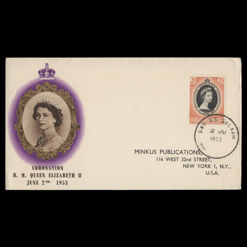 Kenya Uganda Tanganyika 1953 (FDC) 20c Coronation, DAR ES SALAAM