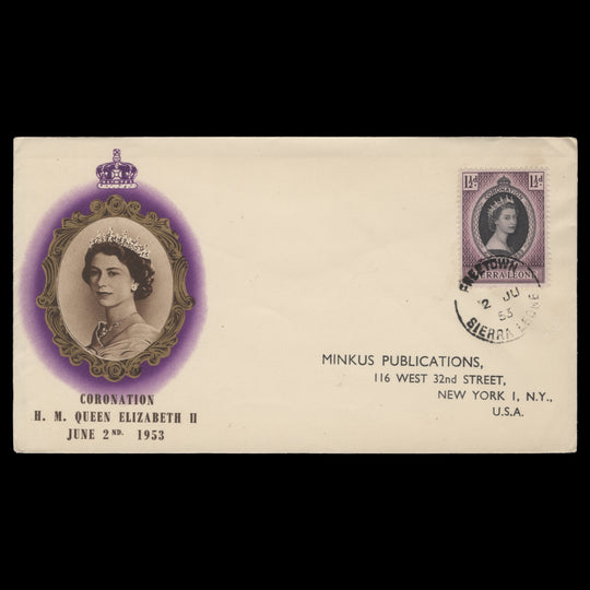 Sierra Leone 1953 (FDC) 1½d Coronation, FREETOWN