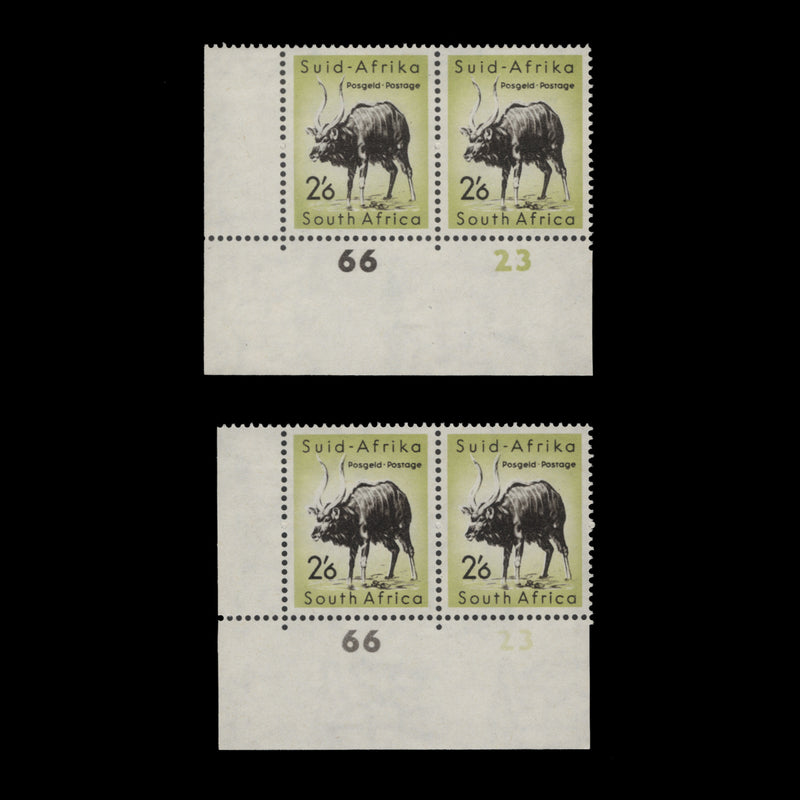 South Africa 1959 (MMH) 2s6d Nyala cylinder 66–23 pairs