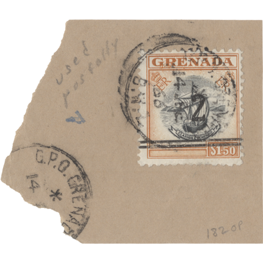 Grenada 1965 (Used) 2c/$1.50 Colony Badge postally used revenue