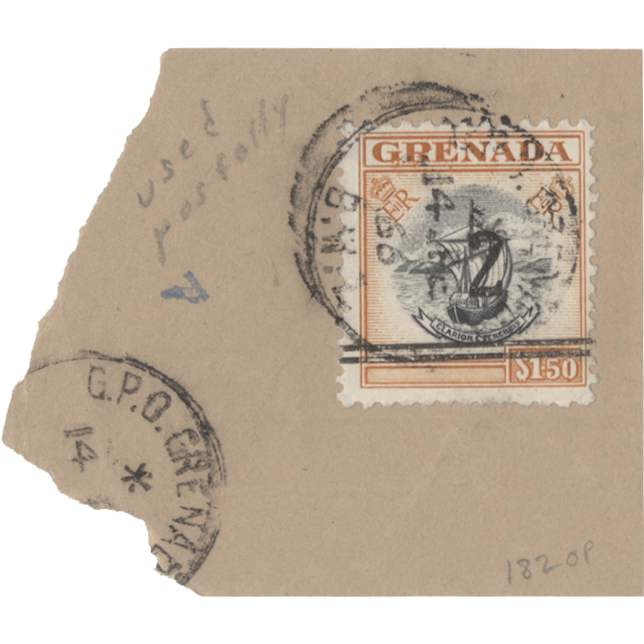 Grenada 1965 (Used) 2c/$1.50 Colony Badge postally used revenue