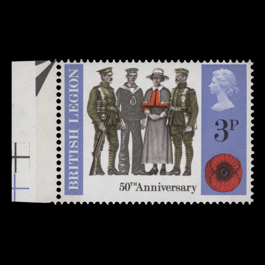 Great Britain 1971 (Variety) 3p British Anniversaries missing deep blue