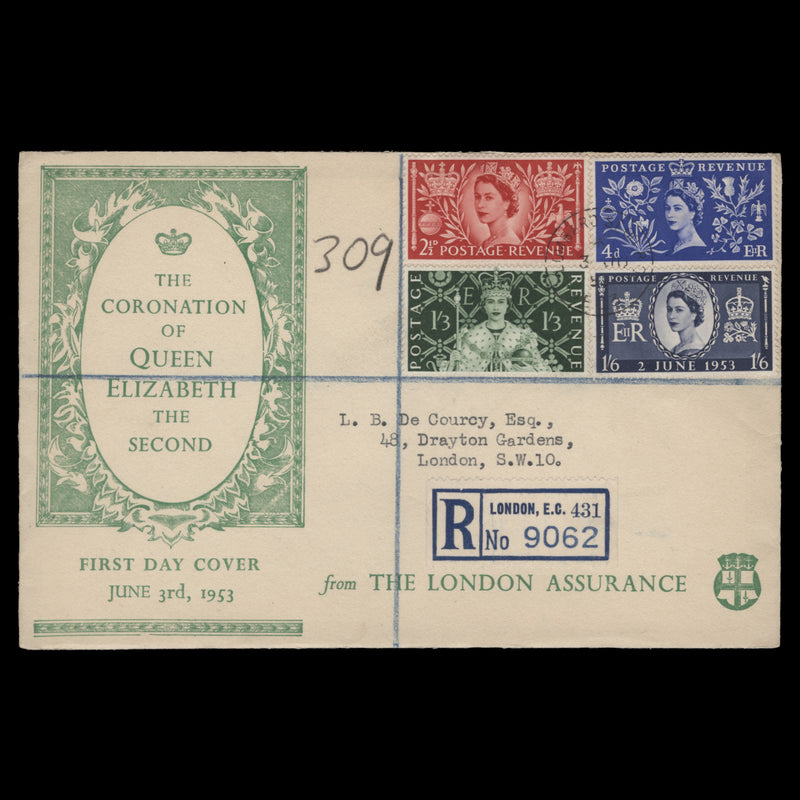 Great Britain 1953 Coronation first day cover, LOMBARD ST
