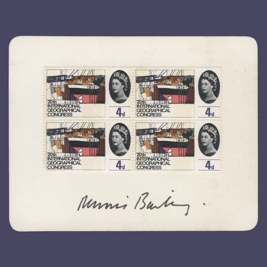 Great Britain 1964 Geographical Congress presentation card signed by Dennis Bailey