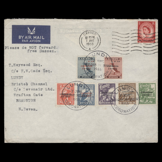 Lundy Island 1953 Coronation first day cover