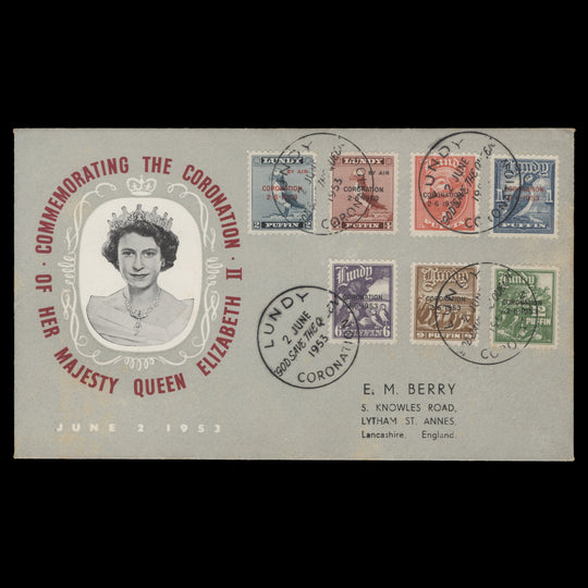Lundy Island 1953 Coronation first day cover