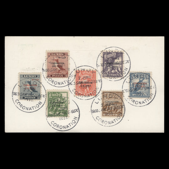 Lundy Island 1953 Coronation first day postcard