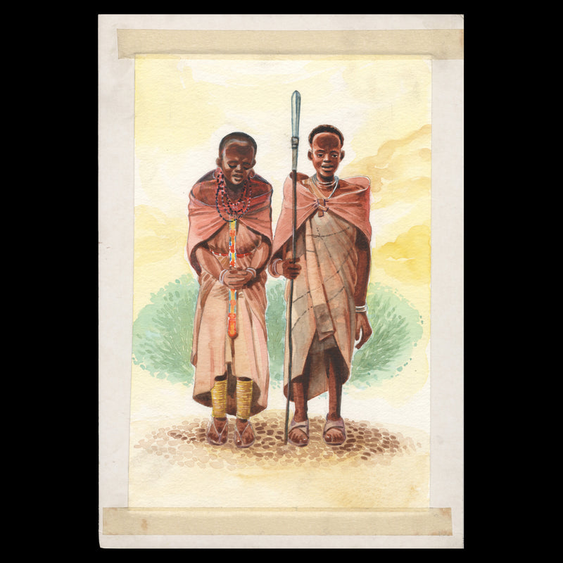 Kenya 2007 Ogiek Tribe watercolour artwork by Dinesh V Revankar