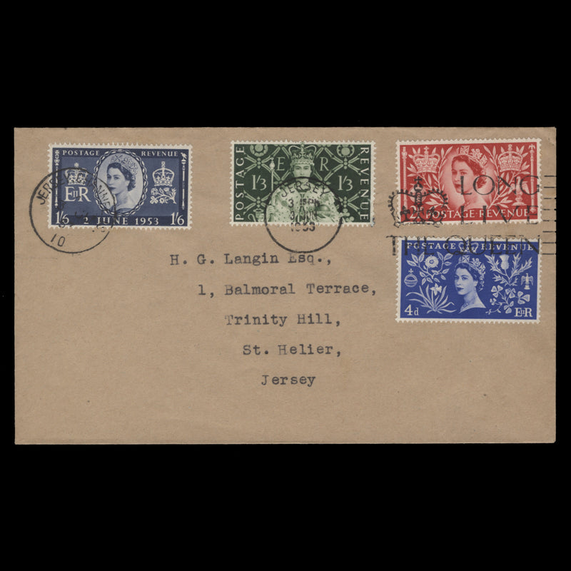 Great Britain 1953 Coronation first day cover, JERSEY