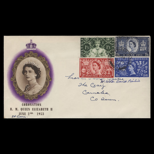 Great Britain 1953 Coronation first day cover, NEWTOWNARDS