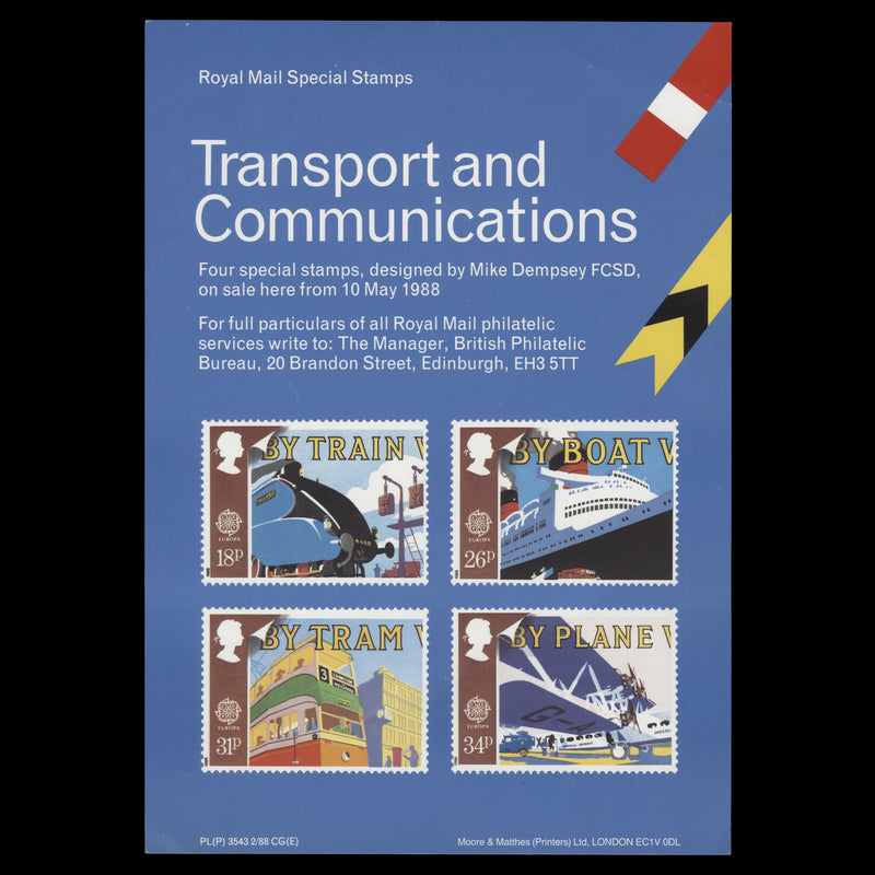 Great Britain 1988 Transport and Mail Services publicity poster