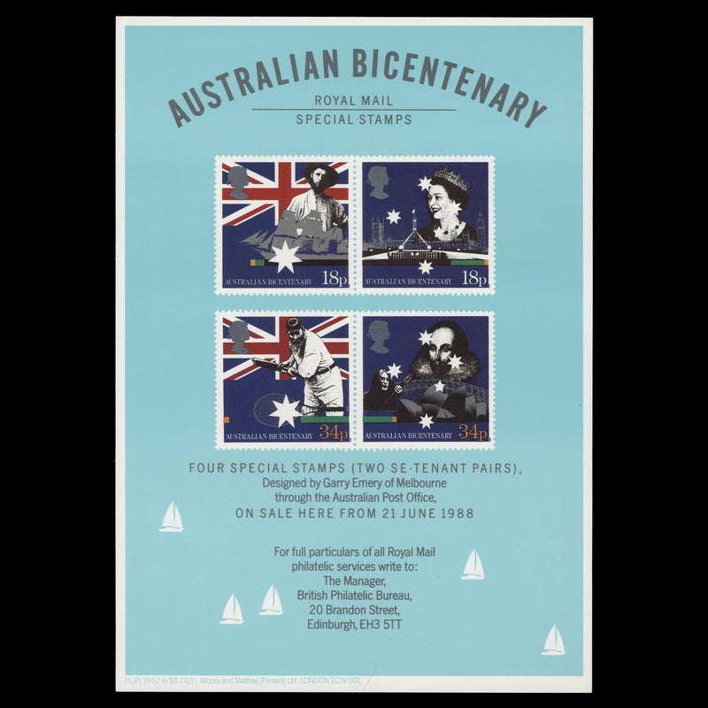 Great Britain 1988 Australian Settlement Bicentenary publicity poster