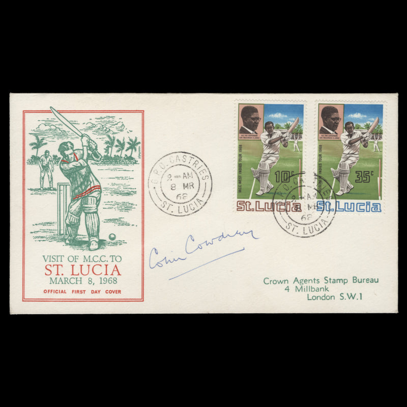 Saint Lucia 1968 MCC Tour of West Indies first day cover signed by Colin Cowdrey