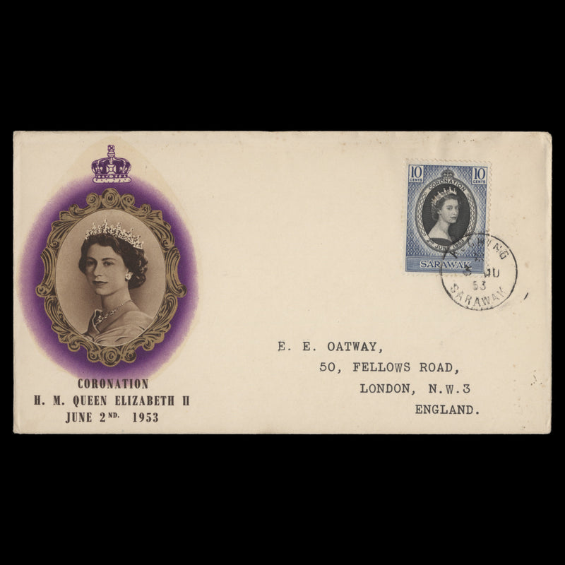 Sarawak 1953 (FDC) 10c Coronation, KUCHING