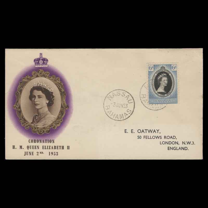 Bahamas 1953 (FDC) 6d Coronation, NASSAU